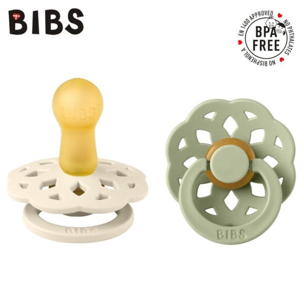 BIBS - Bibs Boheme 2 - Pack Ivory &amp; Sage m Smoczek Uspokajający Kauczuk Hevea