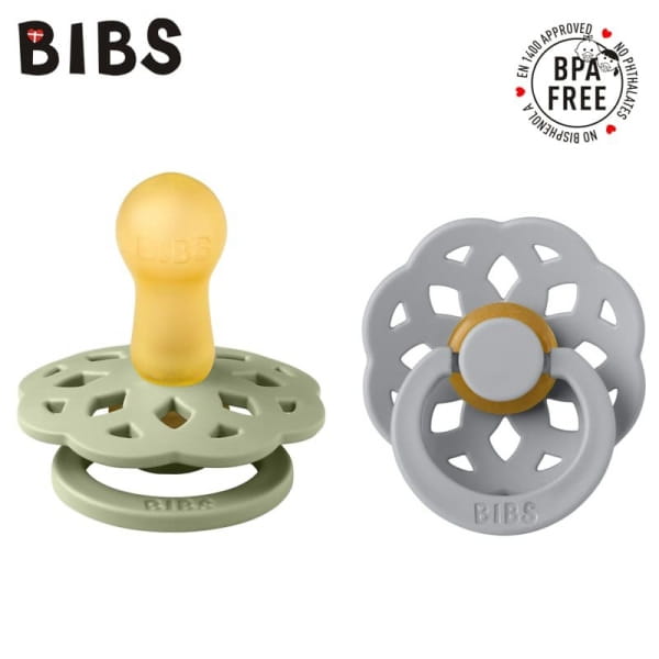 BIBS - Bibs Boheme 2 - Pack Sage &amp; Cloud m Smoczek Uspokajający Kauczuk Hevea