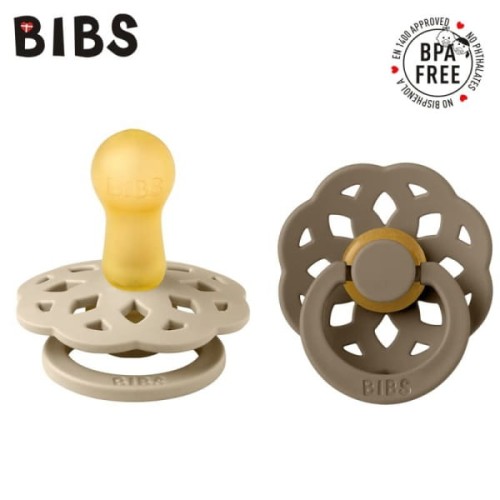 BIBS - Bibs Boheme 2 - Pack Vanilla &amp; Dark Oak m Smoczek Uspokajający Kauczuk Hevea
