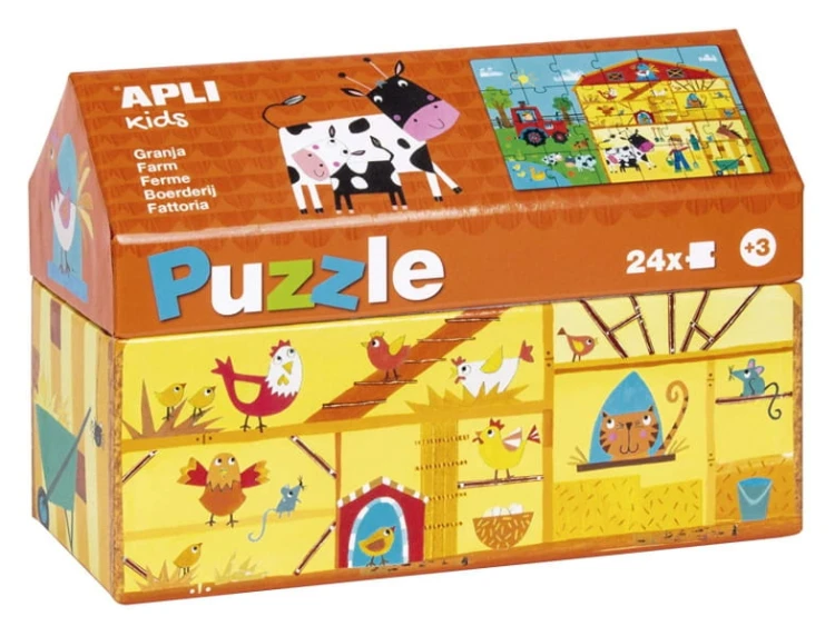 Apli Kids - Puzzle w Kartonowym Domku Apli Kids  -  na Wsi 3+