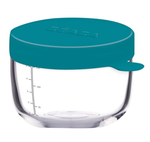 Beaba  -  Pojemnik Słoiczek Szklany z Hermetycznym Zamknięciem 150 ml Blue