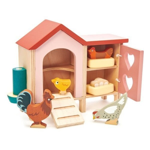tender leaf toys - Drewniane Figurki do Zabawy  -  Kurnik z Kurami