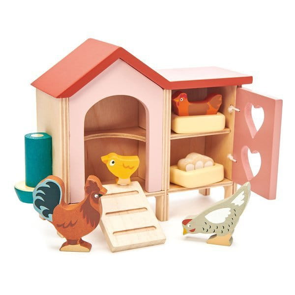 tender leaf toys - Drewniane Figurki do Zabawy  -  Kurnik z Kurami