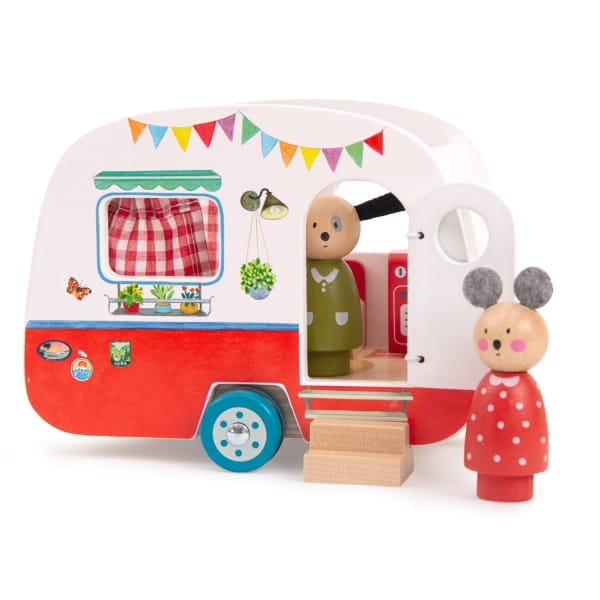 Moulin Roty    -    Auto Drewniana Przyczepa Kempingowa la Grande 632432