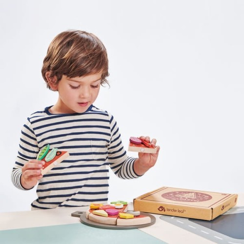 Tender Leaf Toys - Drewniana Pizza z Dodatkami na Rzepy