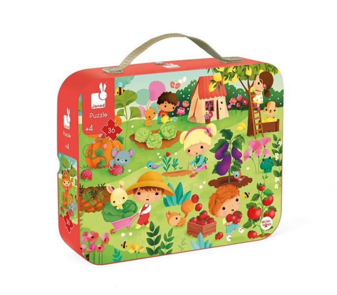 Janod  -  Puzzle w Walizce Ogród 36 Elementów 4 Lata +