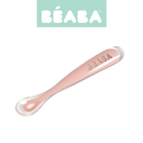 Beaba - Beaba Łyżeczka Silikonowa 4m+ Old Pink