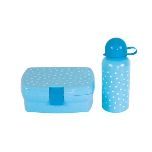 Lunchbox i Bidon Niebieski w Kropki