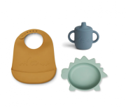Liewood   -   Silikonowy Zestaw Jedzeniowy Connor Baby Dining Set  -  Dino Peppermint Multi Mix