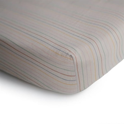 Mushie  -   Prześcieradło do Łóżeczka 120 x 60 cm Breathable Retro Stripe  -  Medium