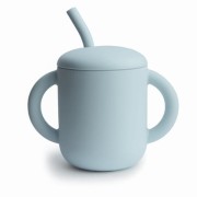 Mushie      -     Silikonowy Kubek ze Słomką Powder Blue