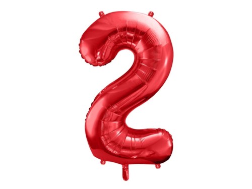 party deco - Balon Foliowy Cyfra ''2'', 86cm, Czerwony