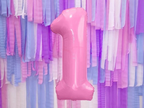 Party Deco    -    Balon Foliowy Cyfra 1 Różowa   -   86 cm