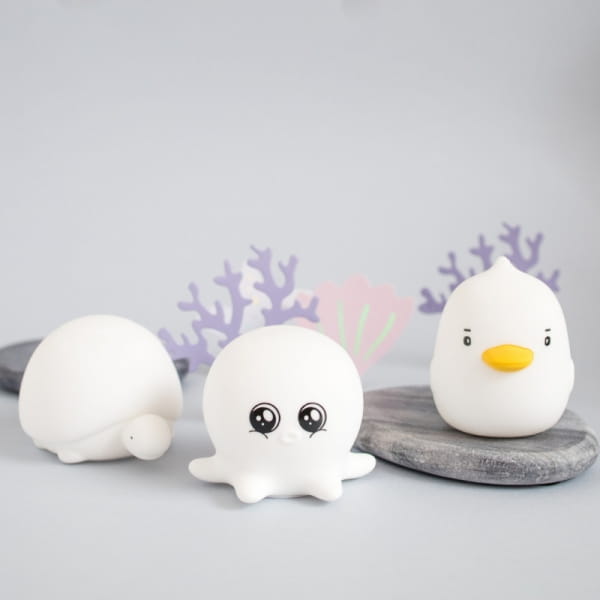 Rabbit&amp;Friends - Zestaw Mini Wodne Lampki Silikonowe Białe 3 Szt.