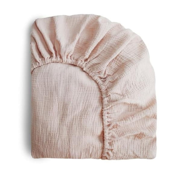mushie  -  Prześcieradło do Łóżeczka 120 x 60 cm Breathable Cotton Blush
