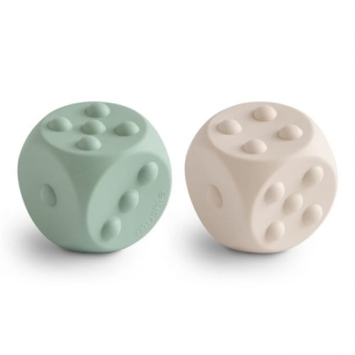 Mushie        -        Sensoryczna Zabawka Toy Kostka 2  -  Pack Cambridge Blue/shifting Sands