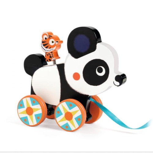 Djeco    -    Drewniana Zabawka do Ciągnięcia Panda Billie Dj06249
