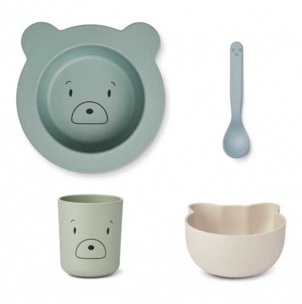 Liewood  -  Zestaw Jedzeniowy Joana Baby Set mr Bear Dusty Mint Mix