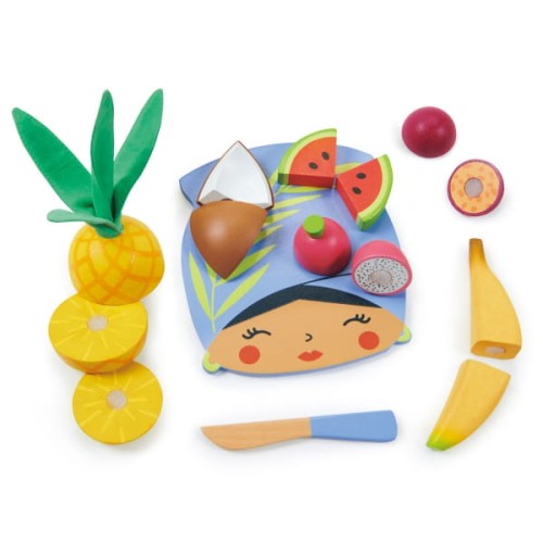 tender leaf toys - Drewniana Deska z Owocami Tropikalnymi do Krojenia