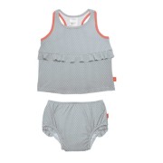 Lassig   -  Kostium do Pływania Dwuczęściowy z Wkładką Chłonną Polka Dots Grey uv 50+
