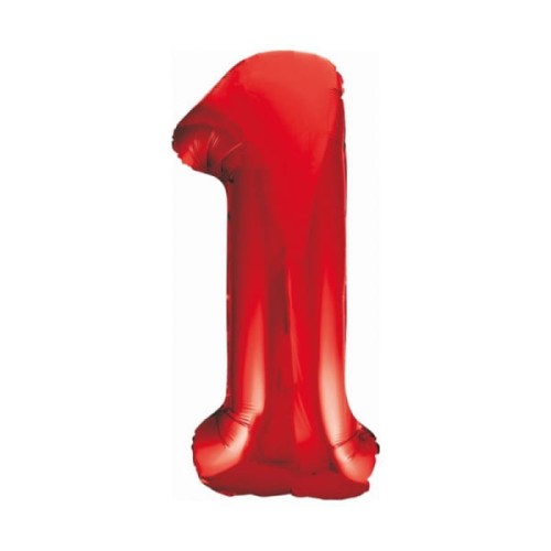 Godan   -   Balon Foliowy Cyfra '1 Czerwony 85cm