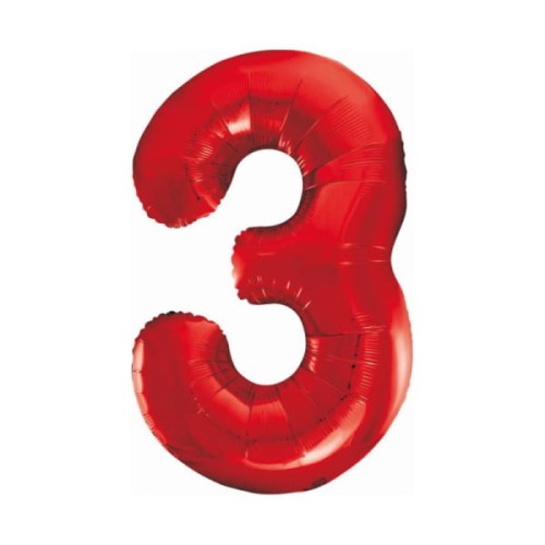 Godan   -   Balon Foliowy Cyfra '3 Czerwony 85cm