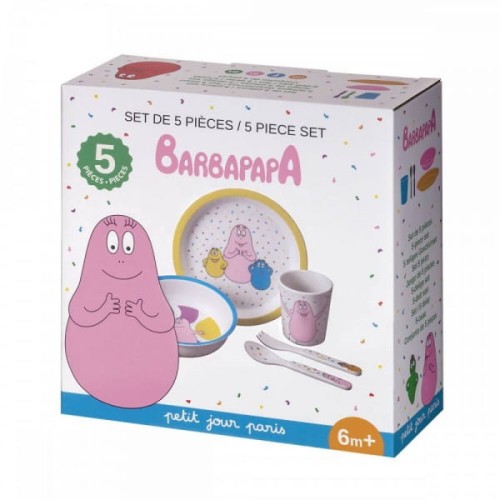Petit Jour Paris® - Zestaw Naczyń i Sztućców Dla Dziecka, 5 El., Barbapapa | Petit Jour Paris®