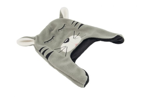 Moncziczi  -  Ciepła Czapka Pilotka  -  Grey cat kot