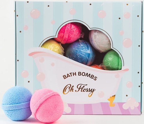 Oh Flossy - Oh Flossy, Musujące Mini Kule Kąpielowe, Zestaw 7 Sztuk, Podwodne Bomby, Bez Konserwantów, Bez Parabenów