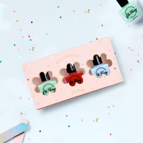 Oh Flossy - Oh Flossy, Zestaw 3 Lakierów do Paznokci Adventure 3 x 12 Ml, Roślinna Formuła