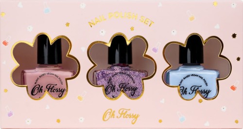 Oh Flossy - Oh Flossy, Zestaw 3 Lakierów do Paznokci Storytime 3 x 12 Ml, Bio Brokat, Roślinna Formuła