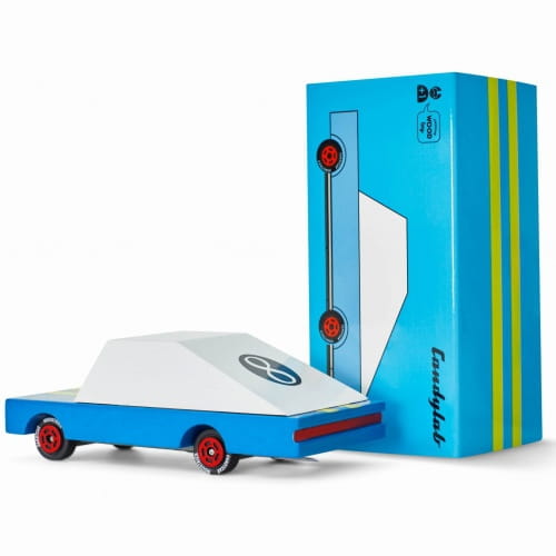 Candylab Toys  -  Drewniane Autko Candycar  -  Blue Racer #8 R376
