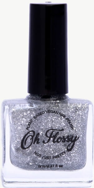 Oh Flossy - Oh Flossy, Lakier do Paznokci Srebrny Brokat, 12 Ml, Bio Brokat, Roślinna Formuła