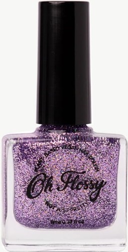 Oh Flossy - Oh Flossy, Lakier do Paznokci Fioletowy Brokat, 12 Ml, Bio Brokat, Roślinna Formuła