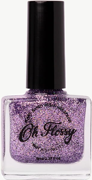Oh Flossy - Oh Flossy, Lakier do Paznokci Fioletowy Brokat, 12 Ml, Bio Brokat, Roślinna Formuła