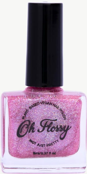 Oh Flossy - Oh Flossy, Lakier do Paznokci Różowy Brokat, 12 Ml, Bio Brokat, Roślinna Formuła