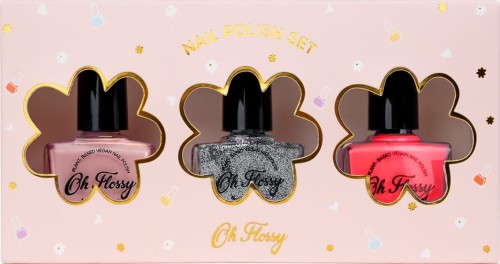 Oh Flossy - Oh Flossy, Zestaw 3 Lakierów do Paznokci Disco 3 x 12 Ml, Bio Brokat, Roślinna Formuła