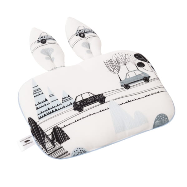 Samiboo  -  Bambusowa Poduszka Bambino Maluszek z Uszkami 25x35 Niebieska Wypustka
