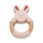 Loulou Lollipop  -  Gryzak Silikonowo  -  Drewniany Króliczek Blush Pink