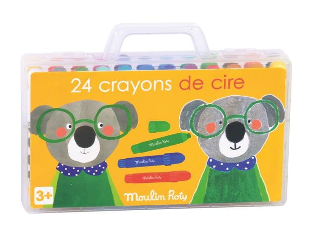 Moulin Roty   -  Kredki Woskowe 24 Kolory Les Popipop 661601