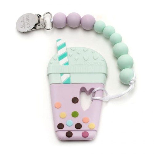 Loulou Lollipop  -  Gryzak Silikonowy z Zawieszką Bubble tea Lilia Mięta