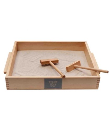 Wooden Story - Tacka Montessori z Uchwytem – 1 - Częściowa z Piaskiem i Akcesoriami