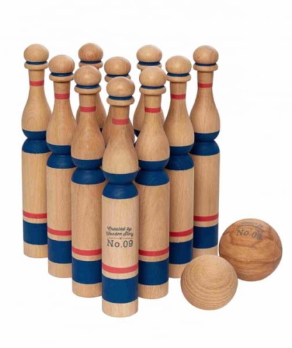 Wooden Story - Drewniane Kręgle – Niebieskie 10 Szt.