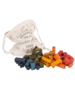 Wooden Story - Drewniane Klocki w Worku – Kolorowe, 100 Elementów