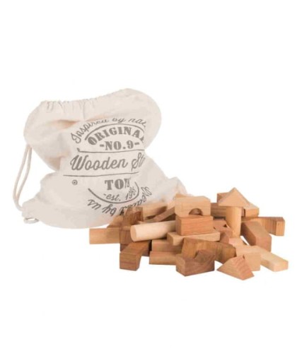 Wooden Story - Drewniane Klocki w Worku – Naturalne, 100 Elementów