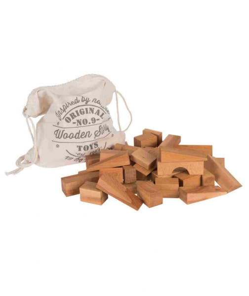 Wooden Story - Drewniane Klocki w Worku – Naturalne, xl 50 Elementów