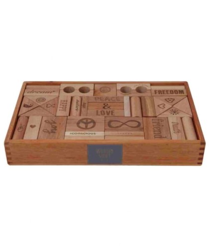 Wooden Story - Drewniane Klocki Peace &amp; Love w Skrzynce xl – 72 Elementów