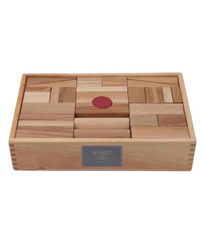 Wooden Story - Drewniane Klocki w Skrzynce – Naturalne, xl 63 Elementy