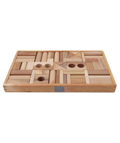 Wooden Story - Drewniane Klocki w Skrzynce – Naturalne, 54 Elementy