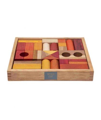 Wooden Story - Drewniane Klocki w Skrzynce – Barwa Ciepła, 30 Elementów